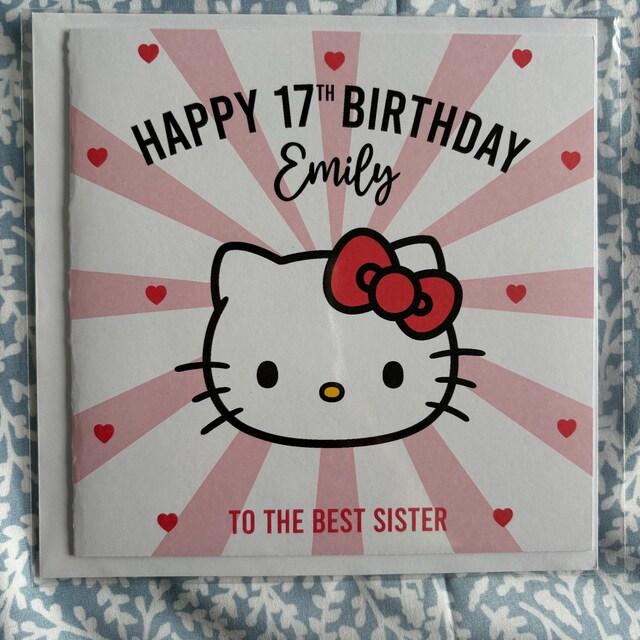 Personalised Hello Kitty Birthday Card, Girls Birthday, Kitty