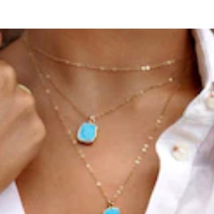 gold plated Turquoise chips necklace handmade in California birth stone ocean inspired delicate jewelry gold plated Turquoise chips necklace handmade in California birth stone ocean inspired delicate jewelry