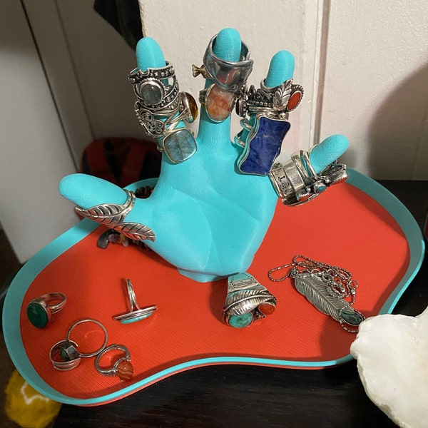 The Hand Tray - Catchall for Jewelry & Trinkets Orange Teal Fun Funky ...