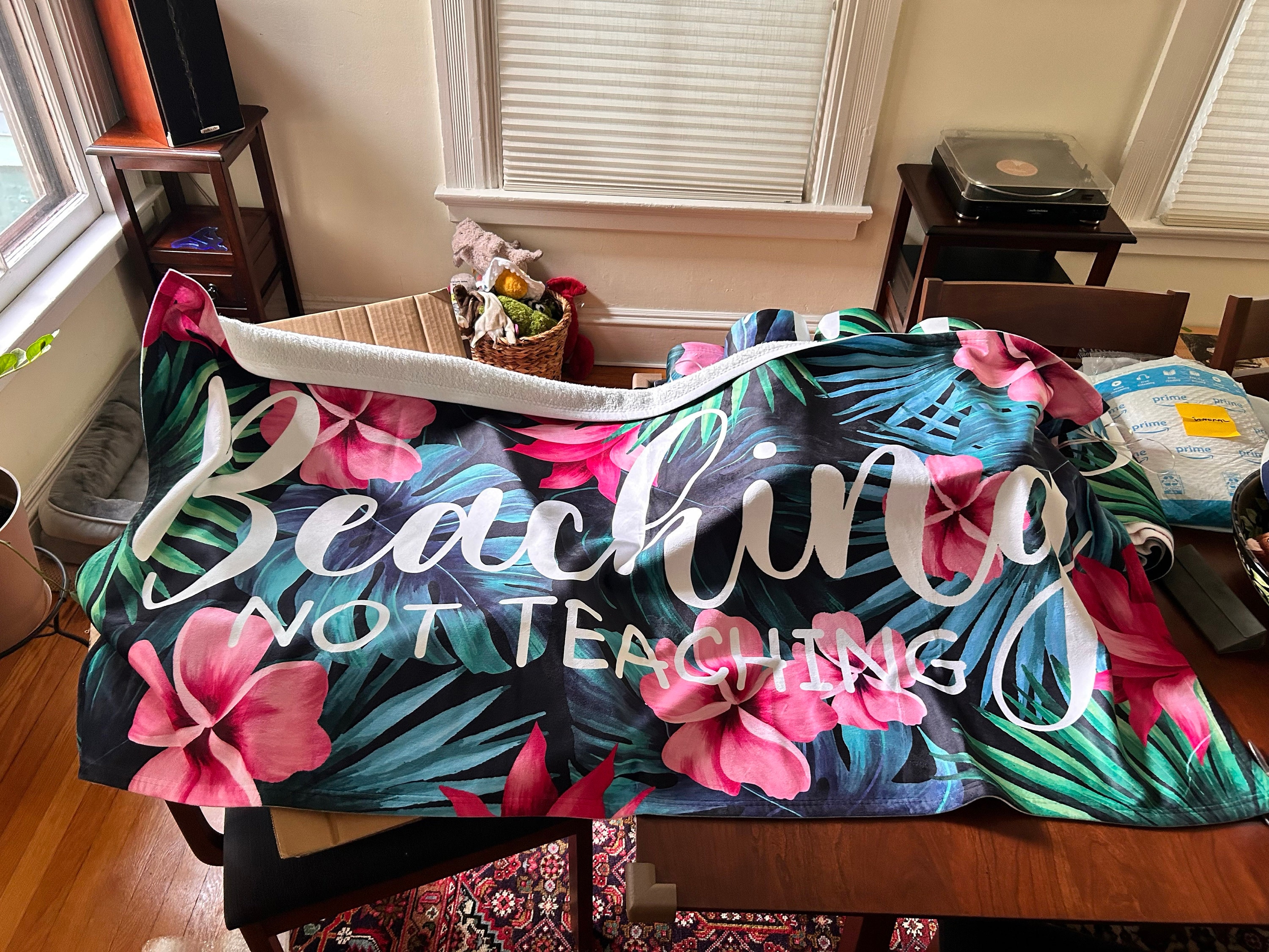Beaching Not Teaching Towel, Teacher Beach Towel, Custom Beach Towel for Teacher, Custom Beach Towel for Women