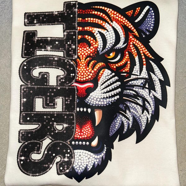 Tigers Rhinestone Design TIGERS Png, Rhinestone Faux Embroidery Tigers Png, Rhinestone Mascot ...