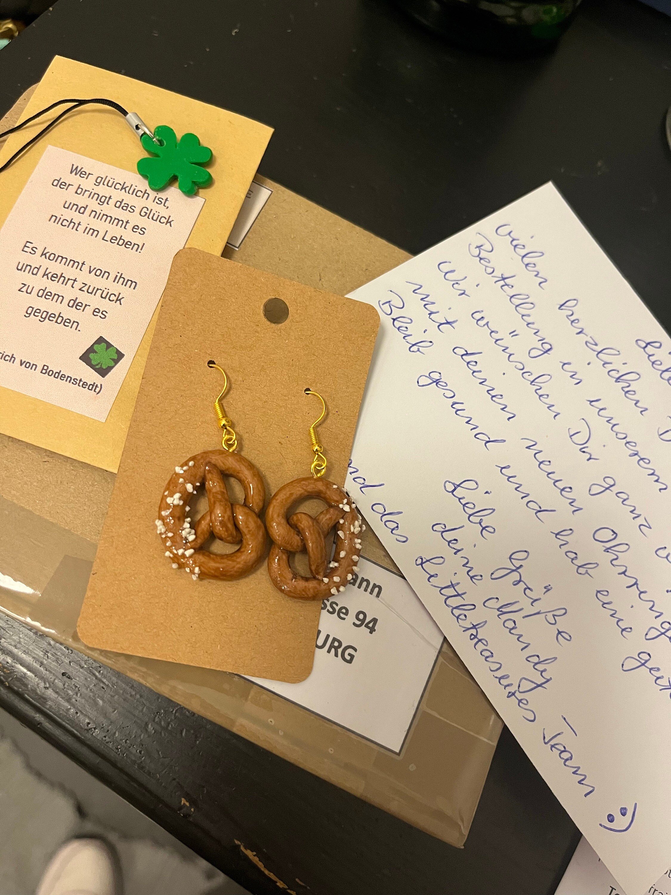 Earrings &quot;Laugenbrezel&quot;/ Modeling clay/ Miniature earring/ Motif earrings/ Oktoberfest jewelry/ Kawaii/ Tiny/ Cute/ Pretzel/ Ear clips/ Fun