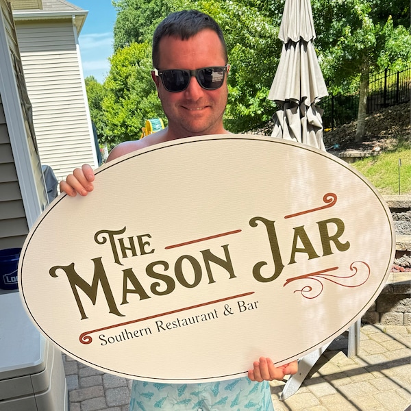 Custom Oval PVC Sign: Weatherproof Outdoor Logo, UV Printed - Etsy