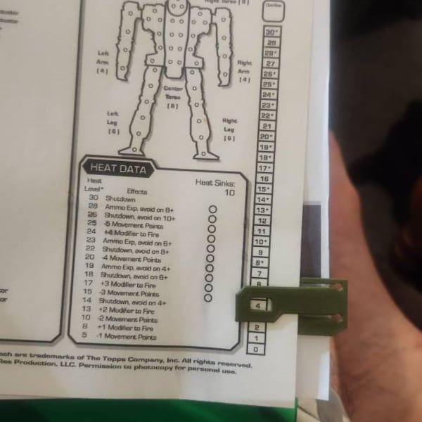 Battletech Heat Tracker Set for 5 Mechs - Monitor Your Heat on Your ...