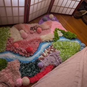 Colorful Moss Rug, Handmade Rug Set, DIY Craft Gift, Soft 3D Area Rug for Living, Home Irregular Carpet, Ousewarming Gift