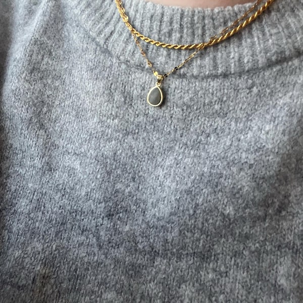 Gold Chain London Necklace with Labradorite Crystal Pendant main image 0