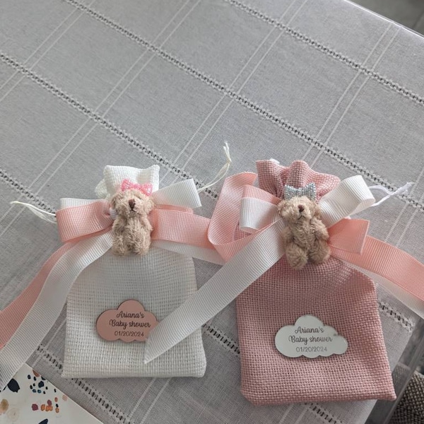 Teddy Bear Favor Bags, Baby Girl Shower Gift Bag, Bear Theme Party ...