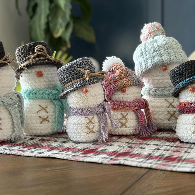 A customer's finished Wheat Stitch Snowman Crochet Pattern