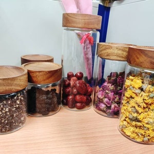 Airtight Food Storage Containers Glass Canister with Wooden Spoon and Lids  Jars for Serving Bath Salt Sugar Spice Coffee - China Glass Jar and Glass  Container price
