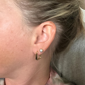 Customer photo from jeshana07, Dainty Raw Pearl Stud Earring