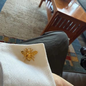 Gold Honey Bee Cufflink Set: Handmade Groomsmen Gift, 14k Gold