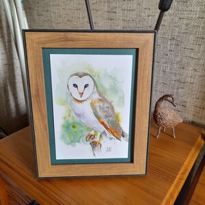 フクロウの水彩画、オリジナルのフクロウの絵画、フクロウの装飾