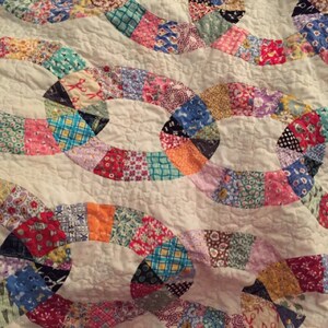 Queen Size Quilt Chain Link Pattern Vintage Look Feed Sack - Etsy