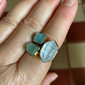 Customer photo from Ann, Large Raw Herkimer Diamond Ring in Yellow Gold