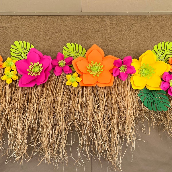 Tropical Paper Flower Set: Hawaiian Party Decor - Etsy