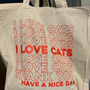 Thank you Parody Totebag Purse I LOVE CATS Grocery Shopping Tote Bag