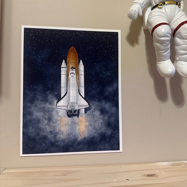 Space Shuttle Print, Astronaut Art, Outer Space Decor, NASA Space ...