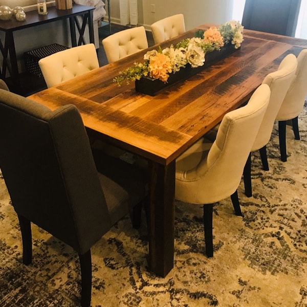 Reclaimed Wood Breadboard Farmhouse Dining Table - Etsy