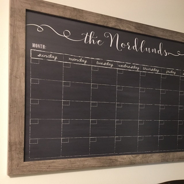 Monthly Framed Chalkboard Calendar + 2 sections, Horizontal Knope