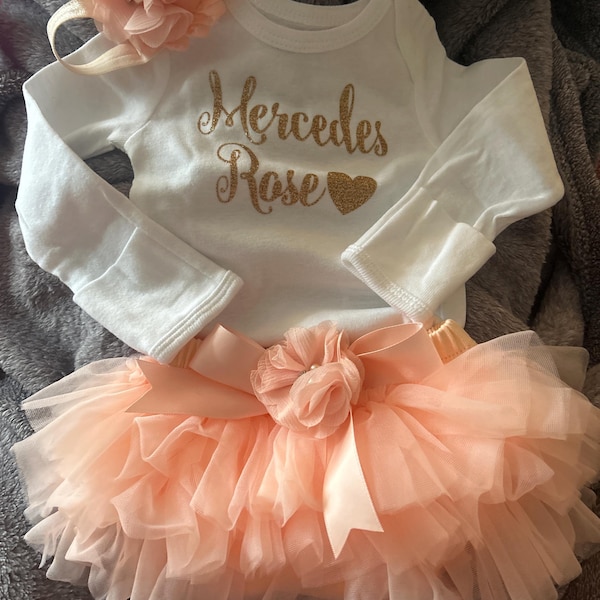 Peach and Vintage Pink tutu skirt bloomers - Embellished bloomers main image 0