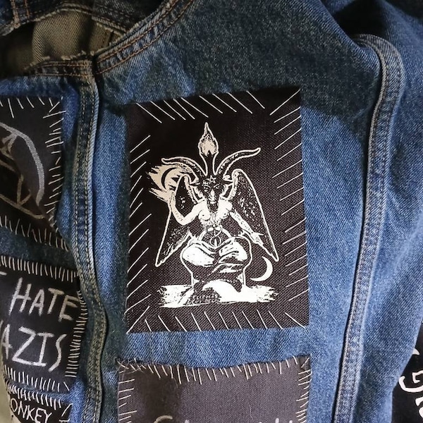 Satanic Baphomet Patch - Punk DIY Pentagram Leftover Crack Occult ...