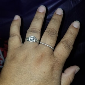 Titanium Camo & Sterling Silver Halo Engagement Ring Set For Women - 1.43 CT Cubic Zirconia, Size 6