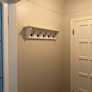 Vanity Art Entryway 5 Hook Wall Mounted Coat Rack with Storage Hanging Shelf  Entryway Organizer in Gray - F10003GR-BK 