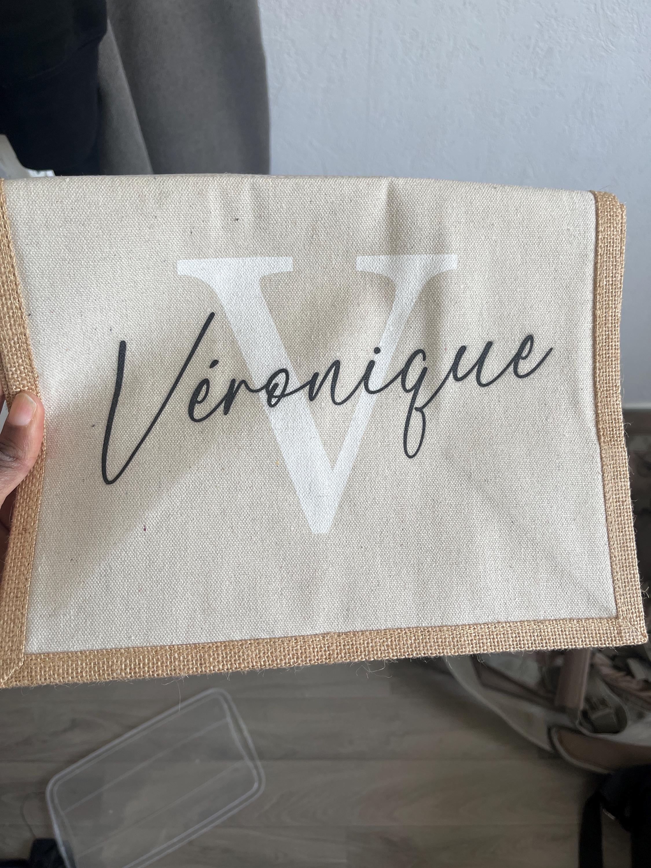 Sustainable jute bag personalized with your name & initial | Gift idea jute bag shopping bag made of jute and cotton