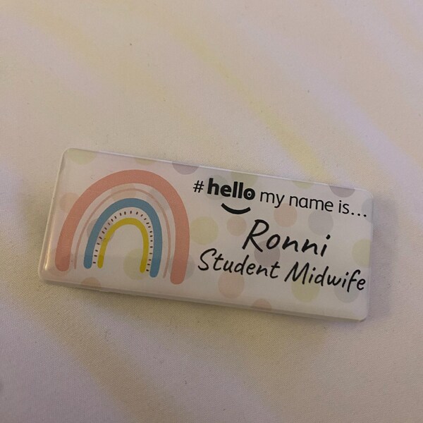 Resin Finish Hello My Name is Name Badge and Id Reel Personalised ...