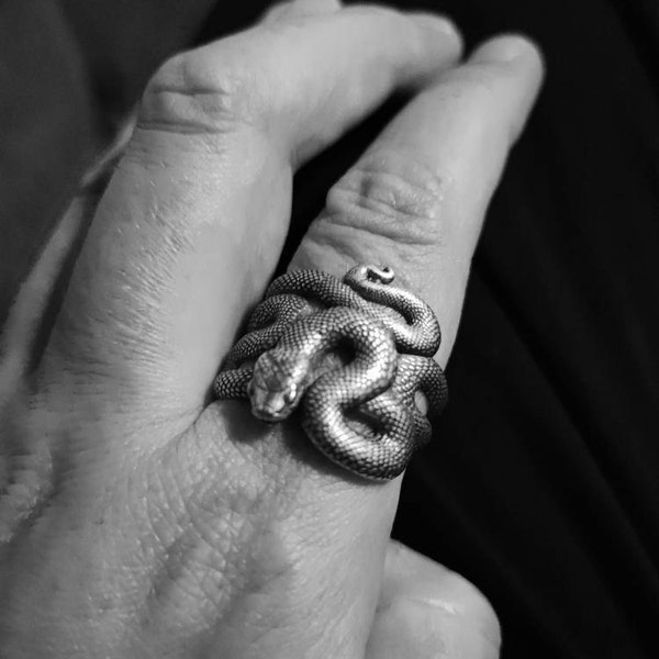 Snake Handmade Sterling Silver Men Ring, Serpent Silver Ring, Snake ...