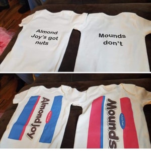 almond joy and mounds onesies