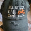 Side by Side Hair Don't Care Hat Distressed Baseball Cap - Etsy