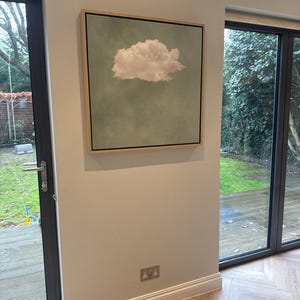 Sage Green Cloud Wall Art, Square Canvas Print, Abstract Art Print, Minimalist, Large Wall Art, Living Room Decor, Framed Wall Art, Neutral