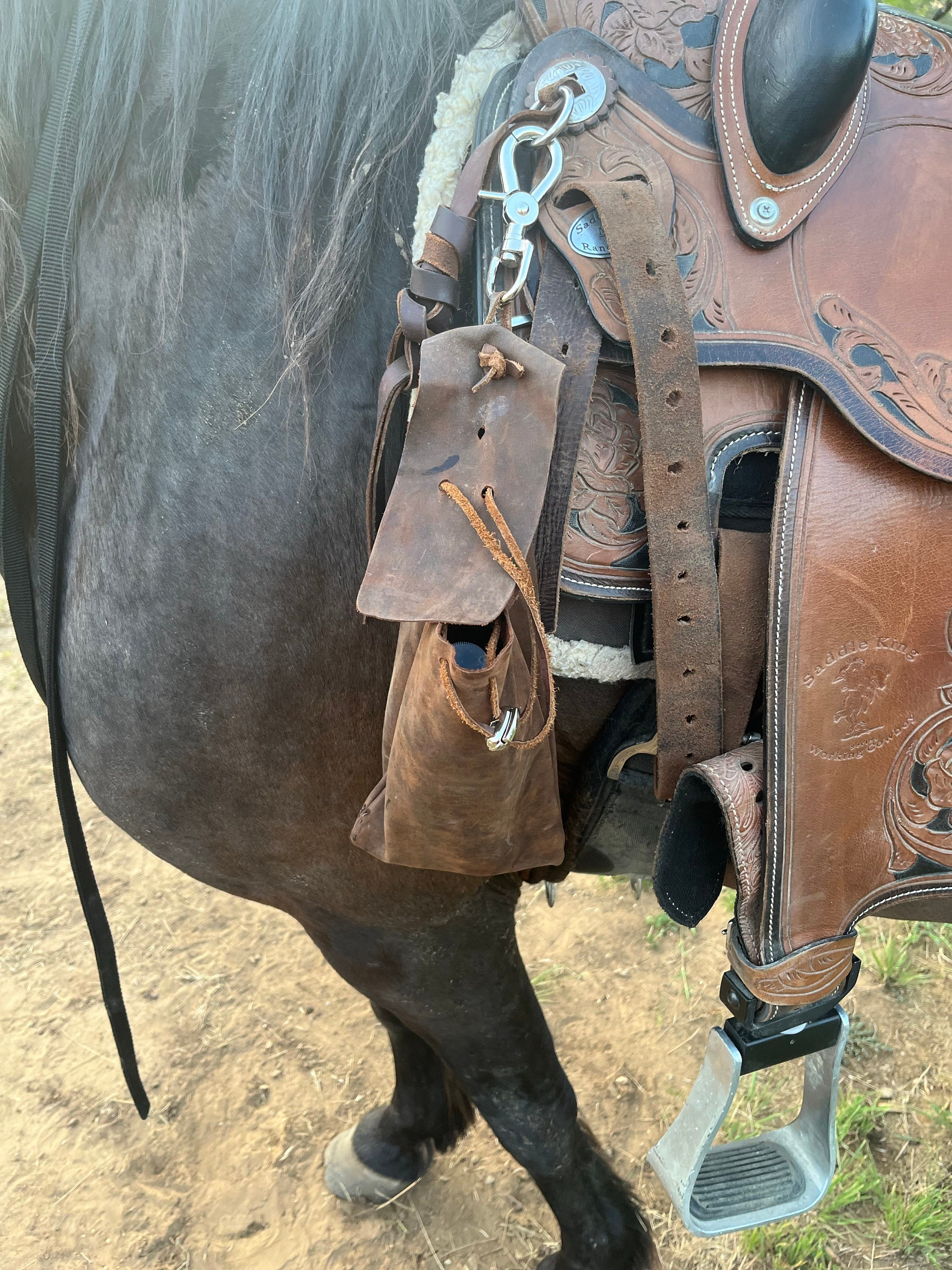 Leather Saddle Drink Holder, Saddle Phone Holder for Cowboys, Trailer Riders, Ranchers, Rodeos, Saddle Clubs, Cowgirl Gear, Horseback Riding