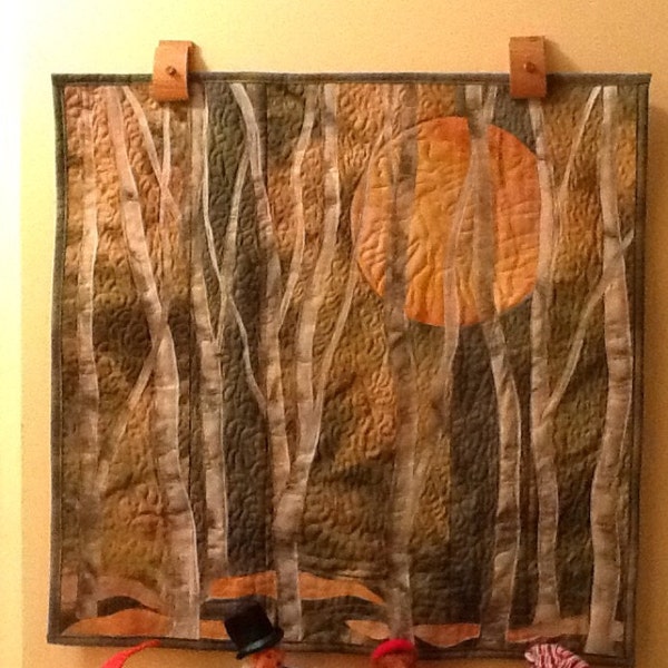 View of Hand Painted Fabric Art Quilt, Wall Hangings, Botanical Textile Art ...