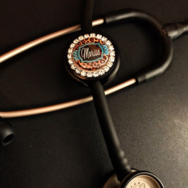 Leopard Stethoscope Tag Personalized Animal Print and Etsy