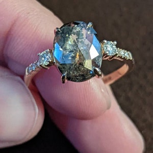 Custom Design Salt & Pepper Kite, Lozenge Diamond Engagement Ring ...
