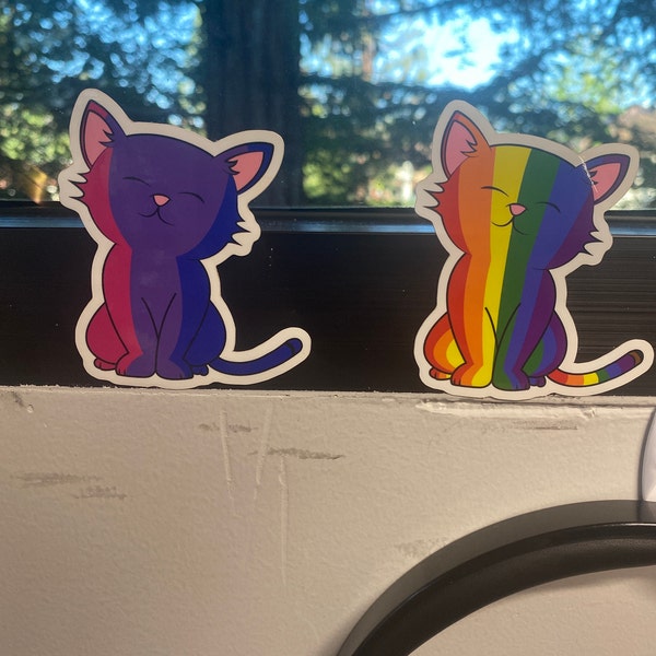 LGBTQ Rainbow Pride Kitty Sticker | LGBTQ Flag | Pride Sticker | Decal ...