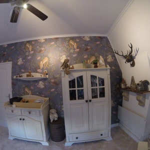 OH Deer Wallpaper Dark Forest Bunny Scene Mural Floral - Etsy OH Deer Wallpaper Dark Forest Bunny Scene Mural Floral - Etsy