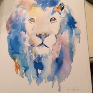 Lion Watercolor Print in Like a Lion by Jess - Etsy