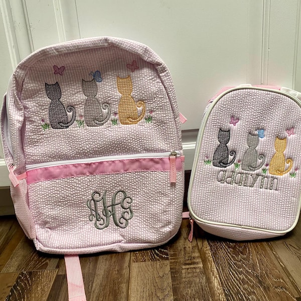 Monogrammed Seersucker Backpack, Personalized Child's Backpack ...