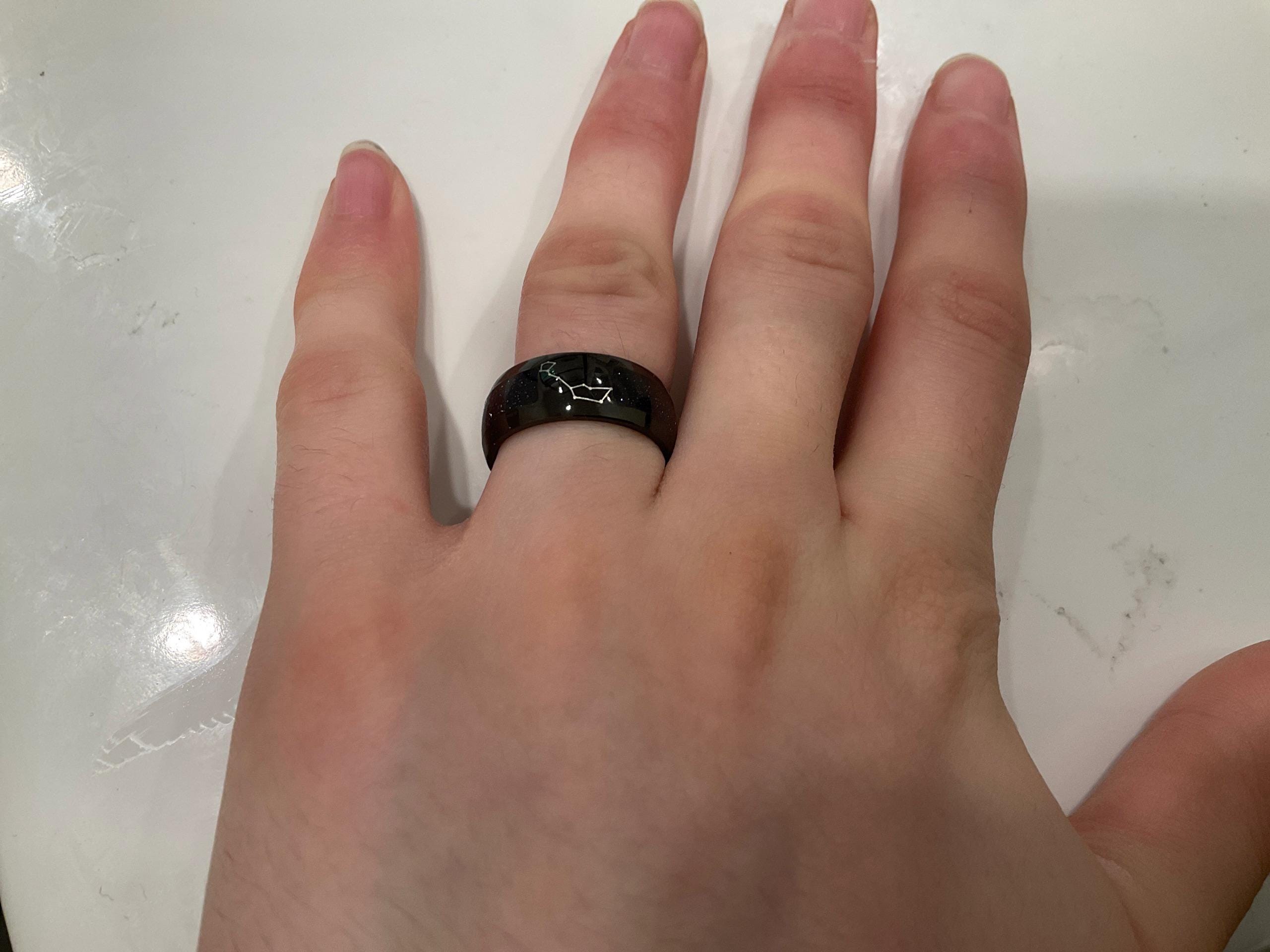 Nebula Couple&#39;s Ring Set, 3pc Wedding Band Set, Customize Constellations Rings, Blue Sandstone Ring Engagement Ring Wedding Anniversary Gift