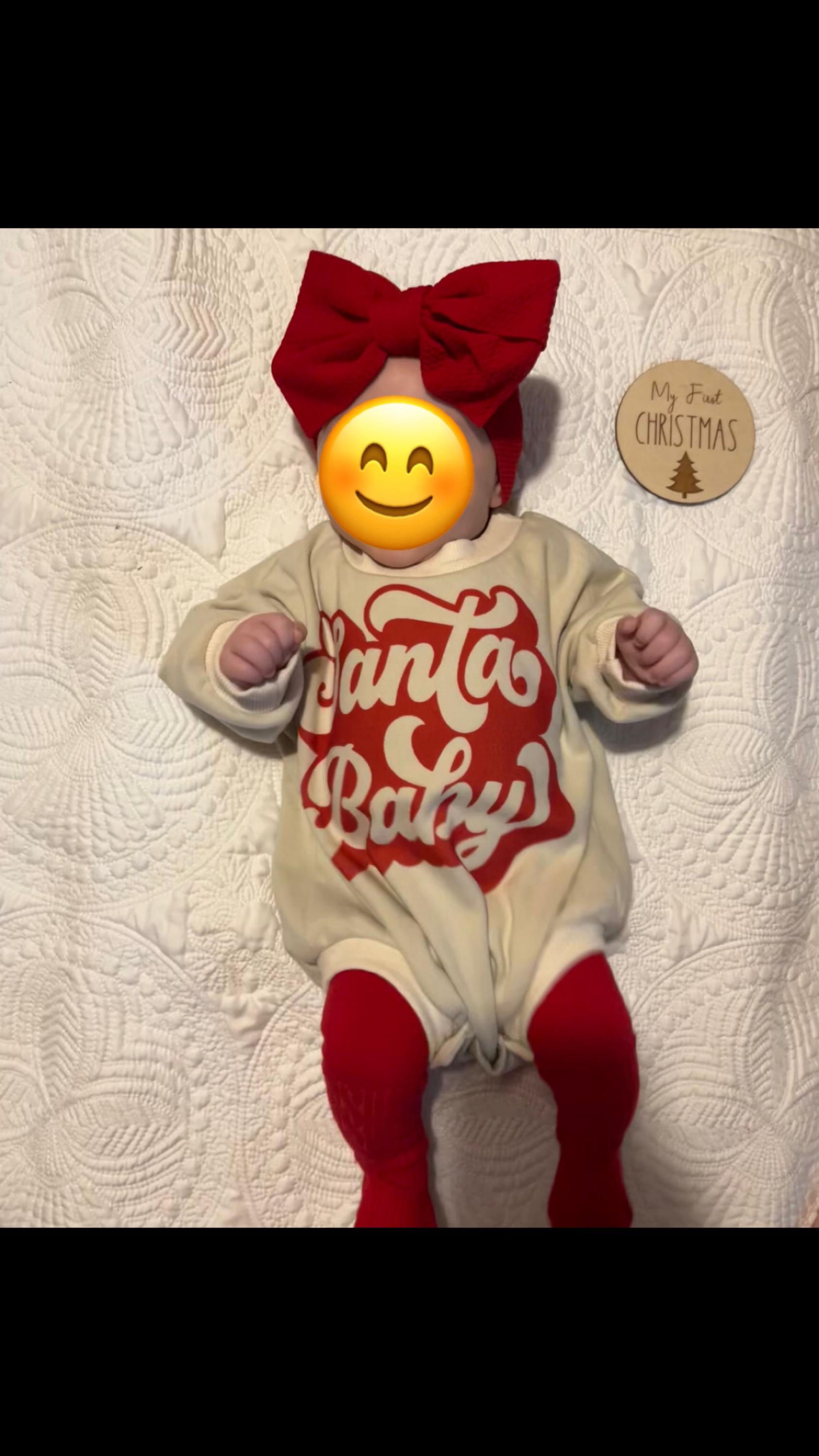 Christmas baby Outfit, Santa baby super soft cozy warm sweatsuit Christmas baby girl Retro Santa Christmas outfit,Santa baby retro Romper