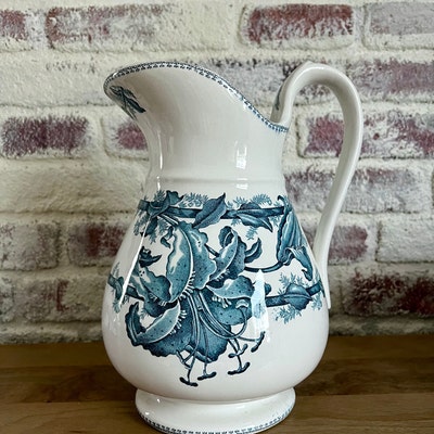 Vintage French Enamelware Pot Lid Rack, Rustic Blue Enamel Triangle ...