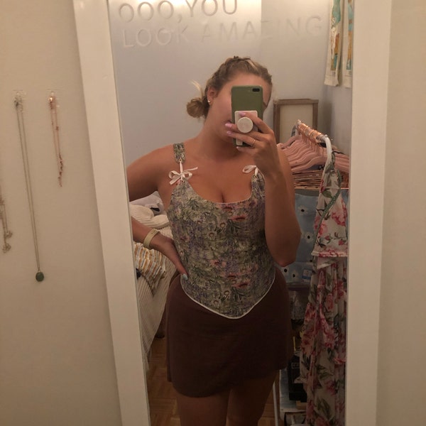 STRAPLESS COW PRINT SUEDE CORSET TOP