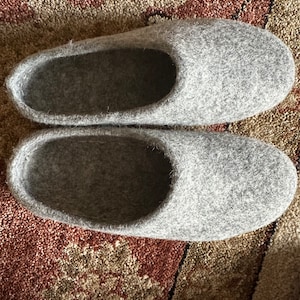 Eco Friendly Felt Slippers. Natural Gray, Brown and Dark Gray 100% ...