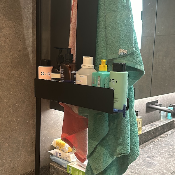 Hanging Shelf, No-drilling Bathrooom Shelf Black, Minimalistic Bathroom ...