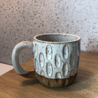 Ceramic Mug in Carved White Fat Honeycomb Pattern - Etsy