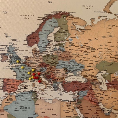Large Push Pin World Map Detailed World Traveler Map With - Etsy