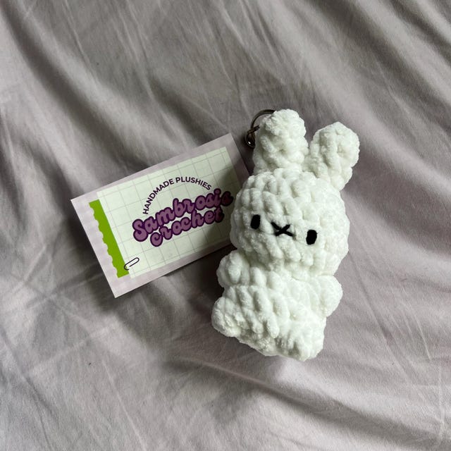 Crochet White Bunny Keychain: Handmade Amigurumi Plush - Etsy